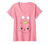 Femme DreamWorks Gabby’s Dollhouse Kitty Fairy Big Face T-Shirt avec Col en V