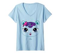 Femme DreamWorks Gabby’s Dollhouse Mercat Big Face T-Shirt avec Col en V