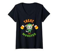 Femme DreamWorks Gabby’s Dollhouse Pandy Treat Monster Halloween T-Shirt avec Col en V