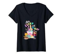 Femme DreamWorks Gabby’s Dollhouse The Movie Learn and Play T-Shirt avec Col en V