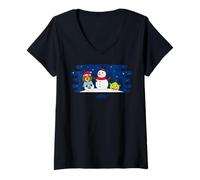 Femme DreamWorks KouKou Holiday Snowman Scene T-Shirt avec Col en V