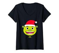 Femme DreamWorks KouKou Shrek Santa Face T-Shirt avec Col en V