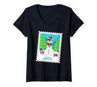 Femme DreamWorks KouKou Snowman Postage Stamp T-Shirt avec Col en V