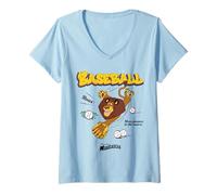 Femme DreamWorks Madagascar Alex Baseball 90s Retro T-Shirt avec Col en V