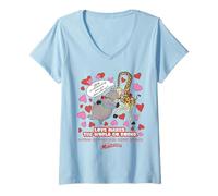 Femme DreamWorks Madagascar Melman & Gloria Retro Love T-Shirt avec Col en V