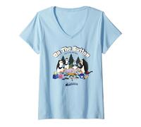 Femme DreamWorks Madagascar Penguins Retro Campfire T-Shirt avec Col en V