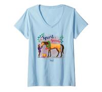 Femme DreamWorks Spirit Riding Free The Spirit of Giving T-Shirt avec Col en V