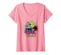 Femme DreamWorks Trolls Happy Trolloween Halloween T-Shirt avec Col en V, Rose, XL
