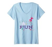 Femme DreamWorks Trolls Hello Happy Party T-Shirt avec Col en V