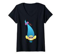 Femme DreamWorks Trolls Smidge Character Face T-Shirt avec Col en V