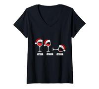 Femme Drink Drank Drunk Wine Glasses Wine Lover Christmas T-Shirt avec Col en V