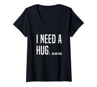 Femme Drinking Meme I Need A Huge Gin and Tonic Funny T-Shirt avec Col en V