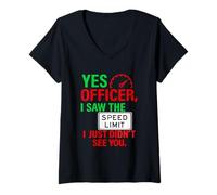 Femme Driver Police Mechanic Humour Meme Funny Sarcastic Saying T-Shirt avec Col en V