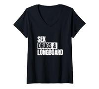 Femme Drogues sexuelles et Longboard T-Shirt avec Col en V