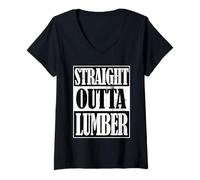 Femme Droit Outta Bois Drôle Construction Tarifs de Travail du Bois T-Shirt avec Col en V