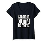 Femme DROIT OUTTA LOS COYOTES T-Shirt avec Col en V