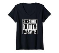 Femme Droit Outta Los Santos T-Shirt avec Col en V