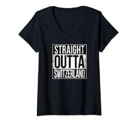 Femme Droit Outta Suisse T-Shirt avec Col en V