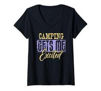 Femme Drôle Amoureux de la Nature Camp Aventure Camping T-Shirt avec Col en V