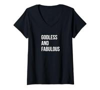 Femme Drôle athée - Dieu et Fabuleux T-Shirt avec Col en V