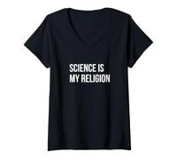 Femme Drôle athée - La Science est ma Religion T-Shirt avec Col en V