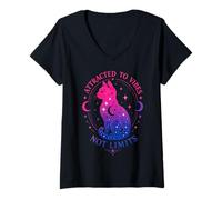 Femme Drôle Bisexuel Bi Pride Attiré par Les Vibrations T-Shirt avec Col en V