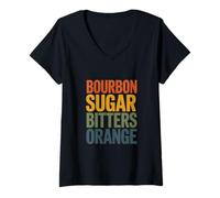 Femme Drôle Bourbon Sugar Bitters Orange Dire T-Shirt avec Col en V