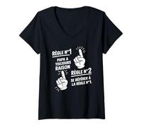Femme Drôle Cadeau pour Maman et Papa Toujours Raison T-Shirt avec Col en V
