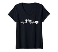 Femme Drôle Capoeira Dance Fighter Heart Beat Heart Pulse Rate ECG T-Shirt avec Col en V