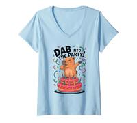 Femme Drôle Capybara Dab Into The Party T-Shirt avec Col en V
