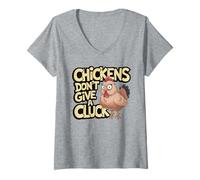 Femme Drôle Crazy Chicken Lady Cluck Off Antisocial Farmer Humour T-Shirt avec Col en V