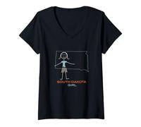 Femme Drôle Dakota, SD Filles South Dakota T-Shirt avec Col en V
