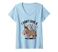 Femme Drôle D'âne Rat Attitude Intelligente Dessin Humoristique T-Shirt avec Col en V