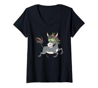 Femme Drôle d'âne Sauvage Amoureux des Animaux, idée Cadeau pour Homme et Femme T-Shirt avec Col en V