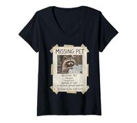 Femme Drôle d'animal disparu Raton Laveur Inspecteur des ordures T-Shirt avec Col en V
