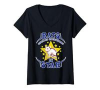 Femme Drôle d'animal Les Rats s'écrivent à l'envers C'est Star Rat T-Shirt avec Col en V