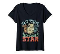Femme Drôle d'animal Les Rats s'écrivent à l'envers C'est Star Rat T-Shirt avec Col en V