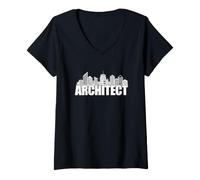 Femme Drôle d'architecte Disant Que l'horizon émerge de T-Shirt avec Col en V