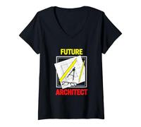 Femme Drôle d'avenir architecte Disant pour Les constructeurs en Herbe T-Shirt avec Col en V
