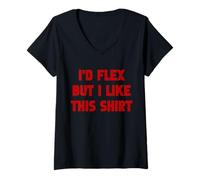 Femme Drôle de Bodybuilding I'd Flex But I Like This Fitness Training T-Shirt avec Col en V