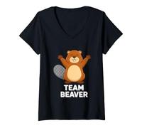 Femme Drôle de Castor d'équipe Disant célébrer Ensemble T-Shirt avec Col en V