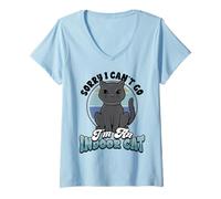 Femme Drôle de Chat Noir Désolé de ne Pas Pouvoir partir Je suis T-Shirt avec Col en V