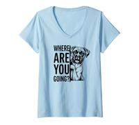 Femme drôle de Chien Boxer, où Vas-tu ? T-Shirt avec Col en V