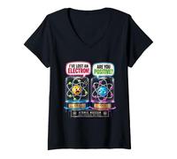 Femme Drôle de Chimie électronique Atome Science Professeur Humour T-Shirt avec Col en V