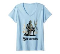 Femme Drôle de circoncision Sir cumcise Ciseaux Chevalier Humour T-Shirt avec Col en V