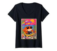Femme Drôle de Crabe DJ Tropical Beach Summer Party Surreal Dreamy T-Shirt avec Col en V