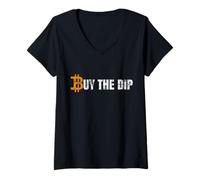 Femme Drôle de Crypto Bitcoin Vintage Cryptocurrency T-Shirt avec Col en V
