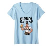 Femme Drôle de destructeur de Dirndl Humour de la fête de la bière T-Shirt avec Col en V