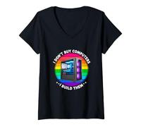Femme Drôle de Dicton : n'achetez Pas d'ordinateurs pour Les Construire T-Shirt avec Col en V