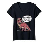 Femme Drôle de Dinosaure Amateur de Dinosaure paléontologue T Rex T-Shirt avec Col en V